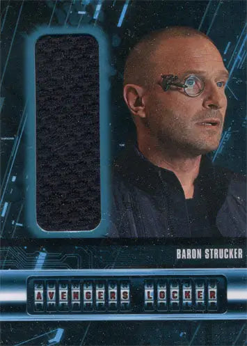 Trading card of Thomas Kretschmann as Baron Strucker against a blue background