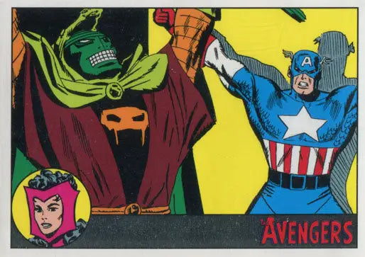 Marvel Avengers superheroes in colorful costumes on Silver Parallel Trading Card 039/100