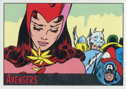 Comic book-style illustration of a woman in a red headdress on Silver Parallel trading card