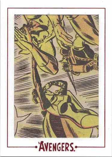 Comic book-style superheroes in action for Marvel Avengers Cut Archive Trading Card