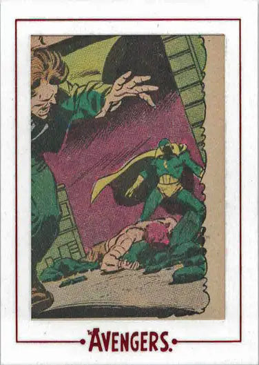 Dynamic superhero in green costume from Marvel Avengers Cut Archive trading cards