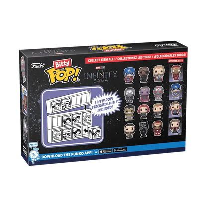 Funko Pop! Infinity board game box with Marvel icons and comic design for Bitty Pops