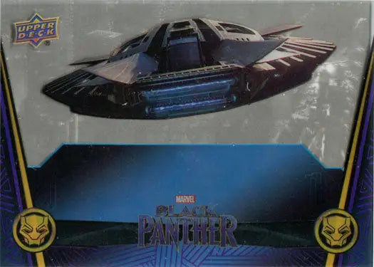 Futuristic flying saucer aircraft in Marvel Black Panther Acetate Parallel trading card design