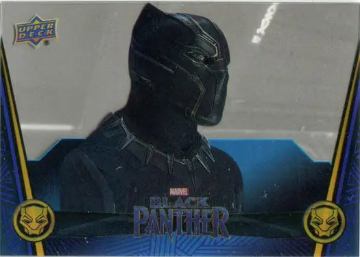 Black Panther superhero in full costume on Marvel Black Panther trading card