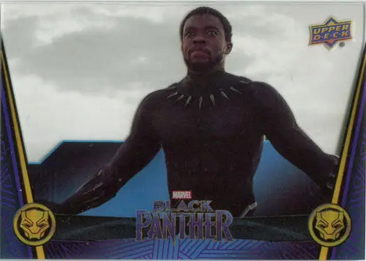 Marvel Black Panther trading card with character in dark costume and spiked necklace