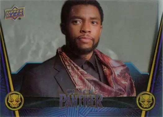 Marvel Black Panther Acetate Parallel Trading Card featuring a man in dark shirt and scarf