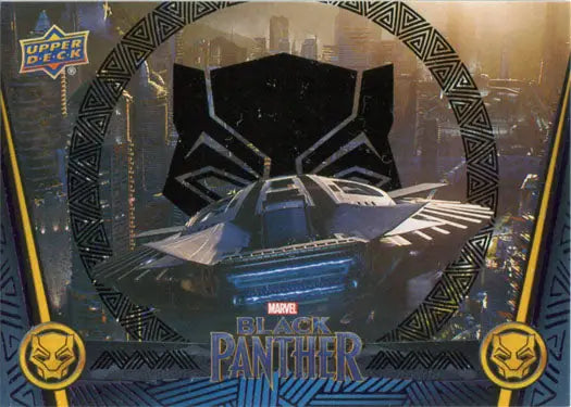 Stylized Black Panther mask on Marvel Black Foil trading card #092/149