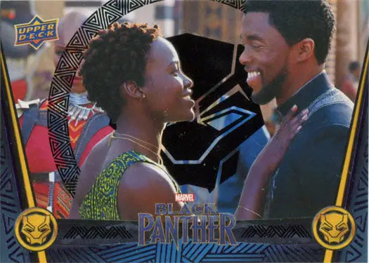 Black Foil Parallel trading card depicting an intimate scene from Black Panther movie