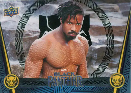 Shirtless man with tribal markings on Marvel Black Panther Black Foil trading card