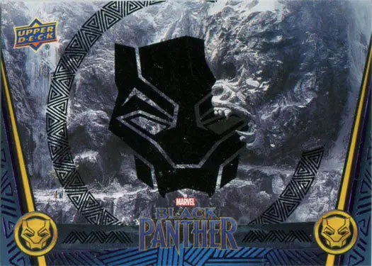 Black Panther mask in geometric design on Marvel Black Foil trading card #090/149