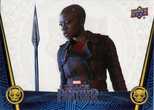 Costumed Black Panther character in fighting stance on Marvel trading card #08/50