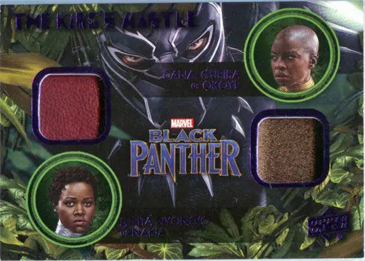 Marvel Black Panther Memorabilia Costume Card with swatches of Okoye and Nakia’s outfits