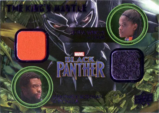 Marvel Black Panther Memorabilia Costume Card with logo, character portraits, and fabric swatches