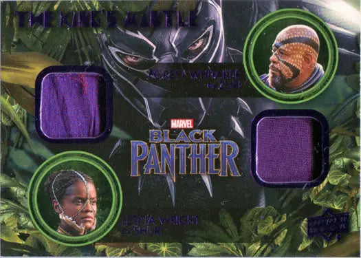 Marvel Black Panther memorabilia card with character portraits and fabric swatches