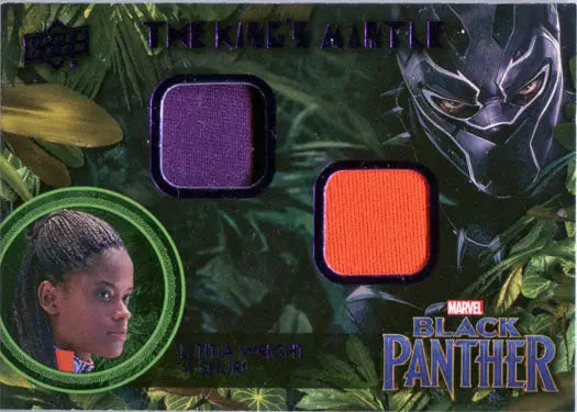 Black Panther Trading Card with Letitia Wright and fabric swatches from the movie