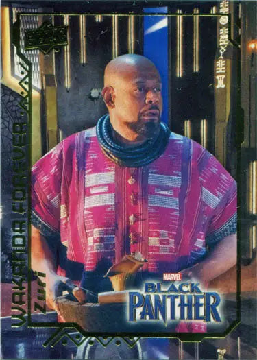 Trading card of Forest Whitaker as Zuri in Marvel Black Panther Wakanda Forever attire