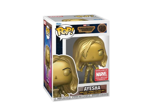 Gold Ayesha Funko Pop figure from Marvel Collector Corps in retail packaging