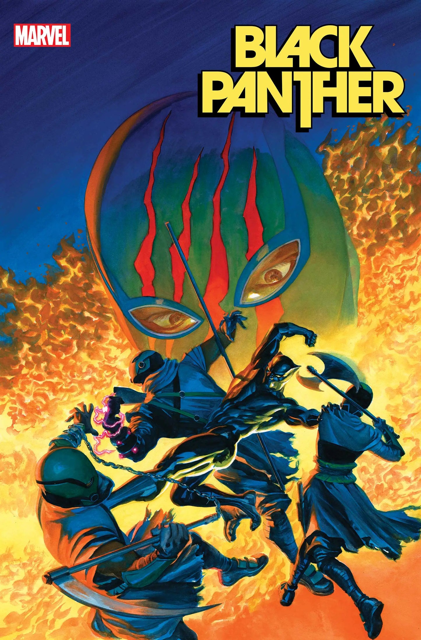 Black Panther in action with stylized flames on Marvel Comics Black Panther - #11 cover