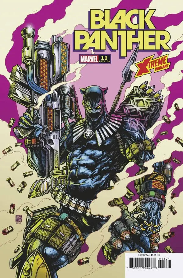 Comic book cover of Black Panther with weapons in Marvel Comics X-Treme Variant