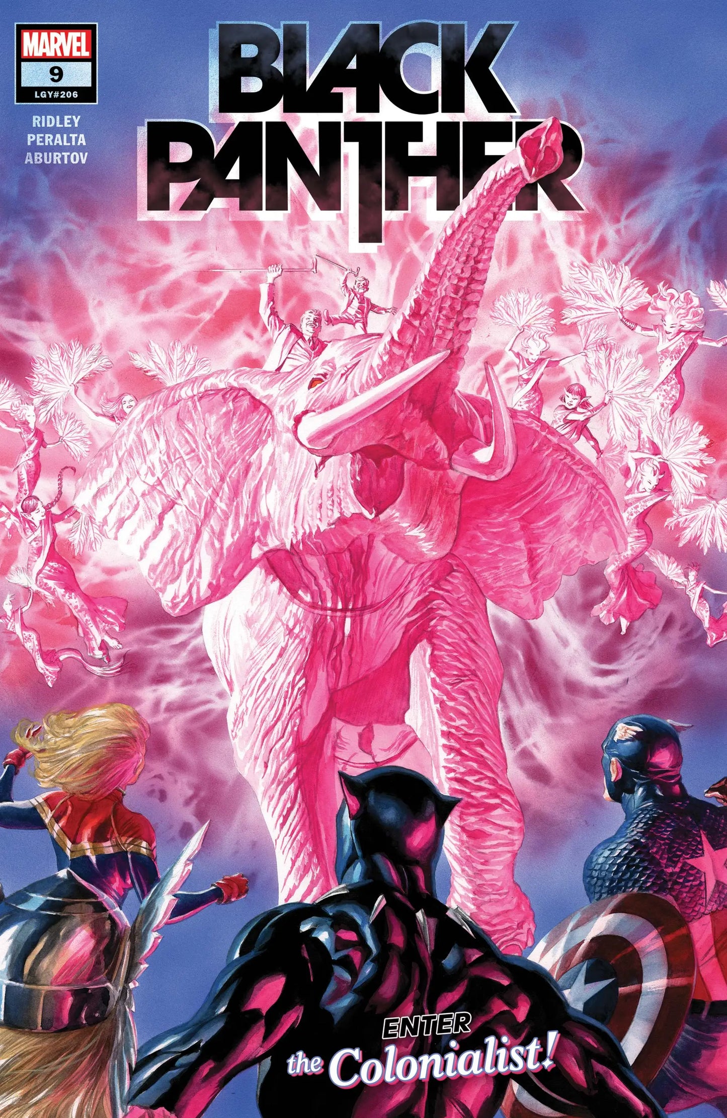 Marvel Comics Black Panther #9 cover with glowing pink energy and costumed figures