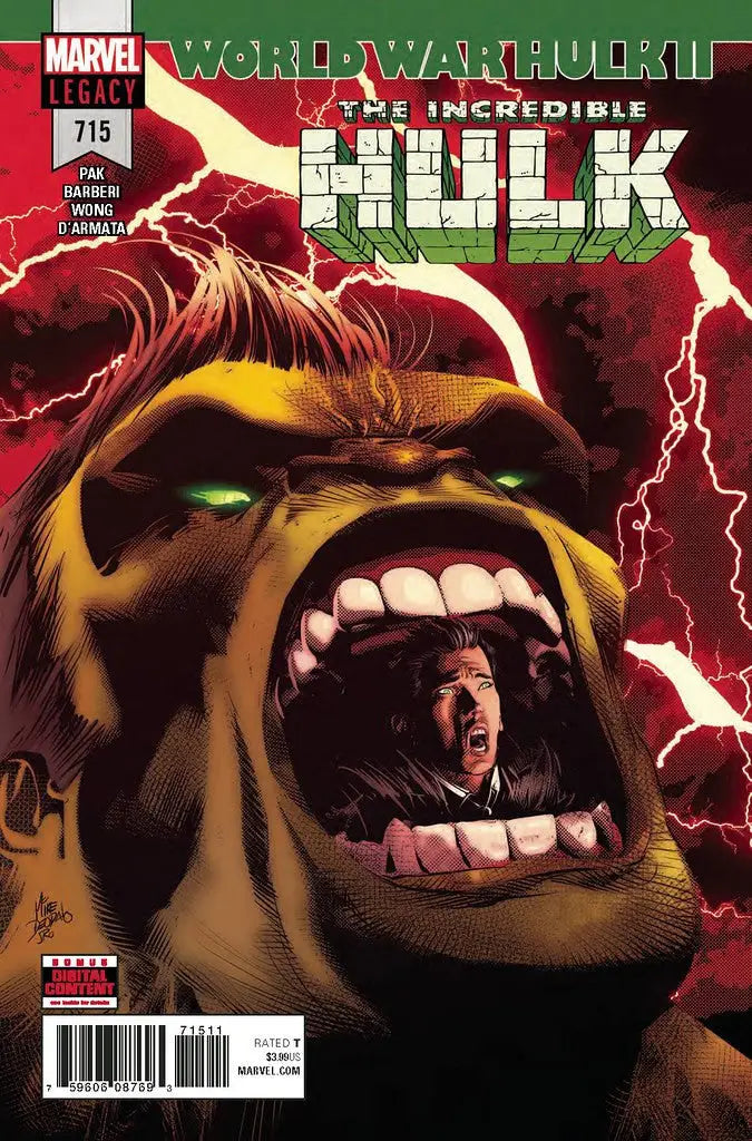 Incredible Hulk #715 comic book cover featuring Hulk’s enraged face and glowing eyes