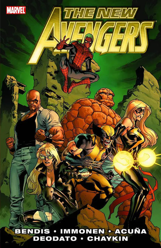 Comic book cover of Marvel’s New Avengers by Brian Michael Bendis featuring dynamic poses