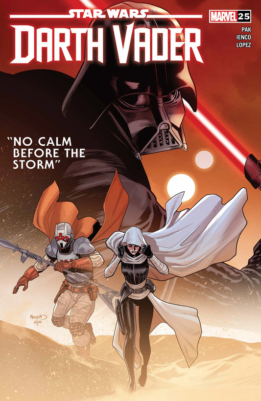 Comic book cover of Star Wars Darth Vader #20 with stormtroopers and an orange sky