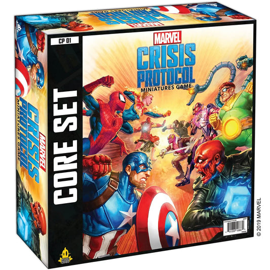 Marvel Crisis Protocol Core Set box with Captain America and Red Skull superhero art