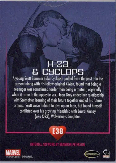 Marvel Dangerous Divas Series Two case topper card featuring Cyclops in a romantic scene