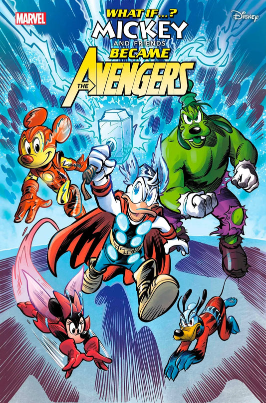 Comic book cover with Disney characters as Avengers in Marvel & Disney trading cards