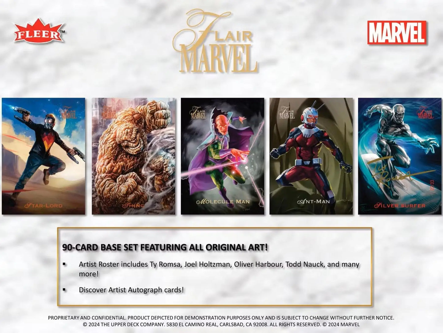 Marvel Flair Trading Cards Hobby Box featuring original art and an extensive base set