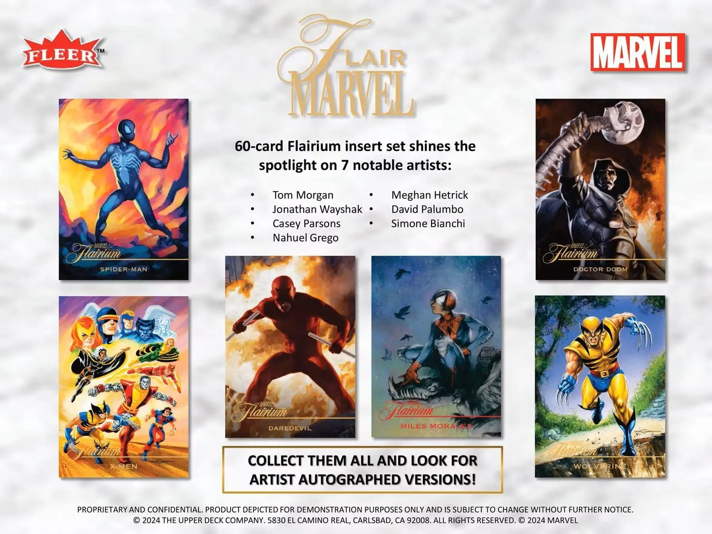 Marvel Flair Trading Cards Hobby Box featuring original art from the base set