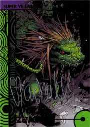 Fantastical dragon-like creature with glowing green eyes on Chris Bachalo Autograph Card