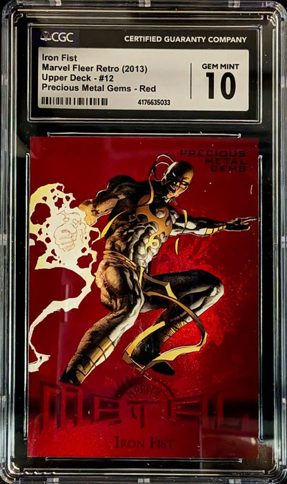 Graded Marvel Fleer Retro Precious Metal Gems card of Iron Fist in dynamic pose