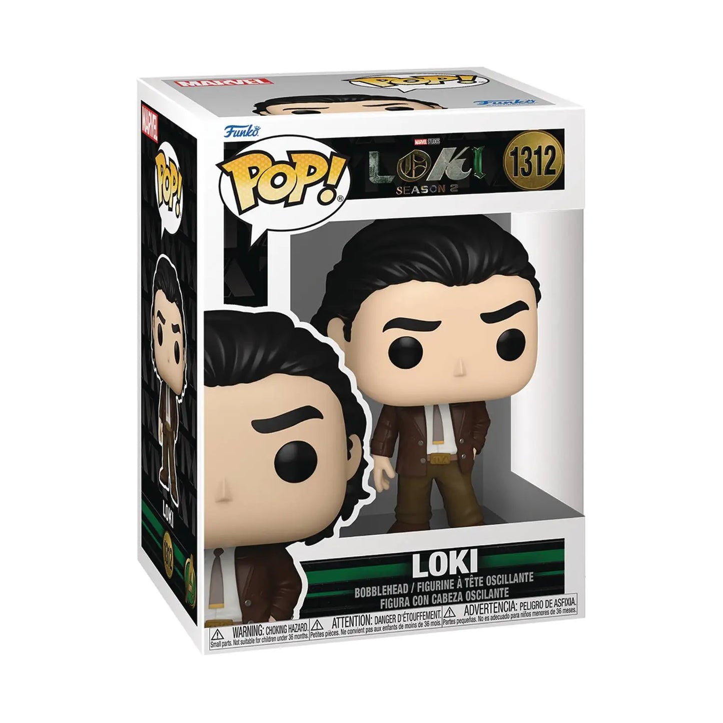 Funko Pop vinyl figure of Loki in a brown suit from Marvel Loki Season 2 series