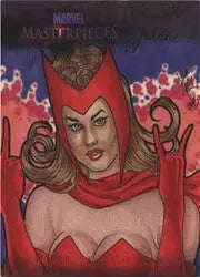 Portrait of a woman in a red headdress on Kristin Allen Scarlet Witch sketch card