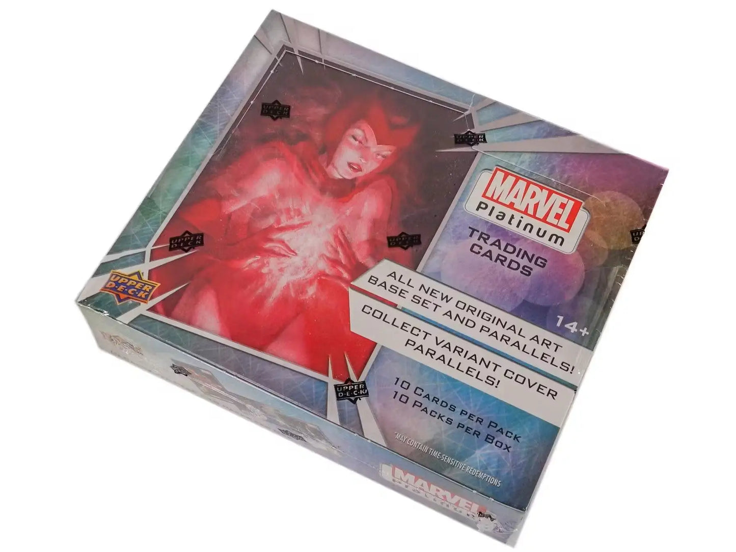 Sealed Marvel Platinum Trading Cards Hobby Box featuring original art with red energy effects