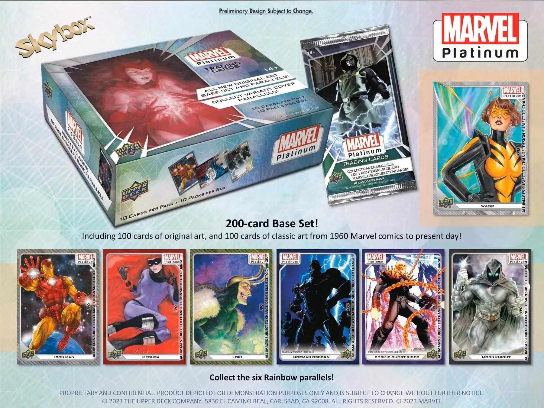 Marvel Platinum Trading Cards Hobby Box with original art and base set character cards