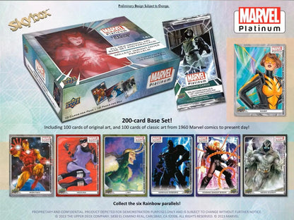 Marvel Platinum Trading Cards Hobby Box with original art and base set character cards