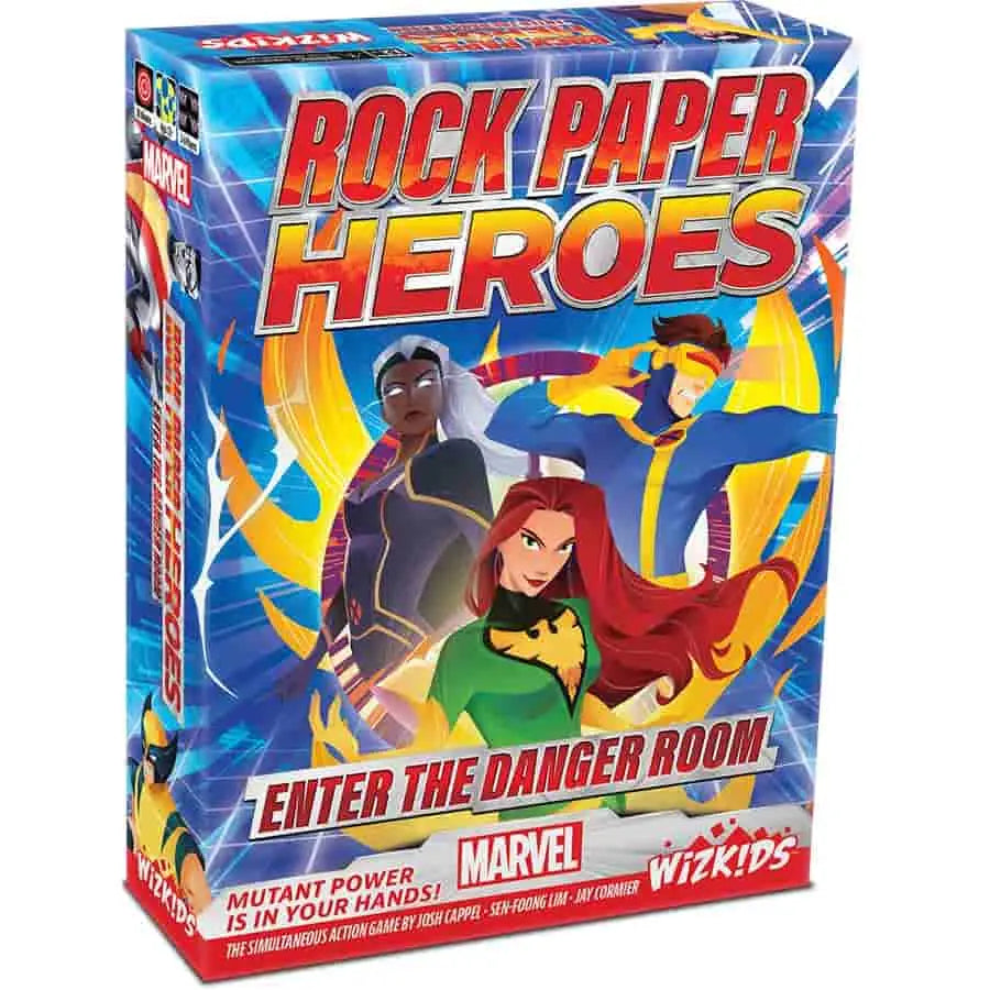 Marvel Rock Paper Heroes: Enter the Danger Room board game box with superhero art