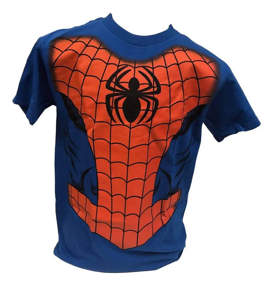 Marvel Spiderman T-Shirt in blue and red featuring spider logo for fans