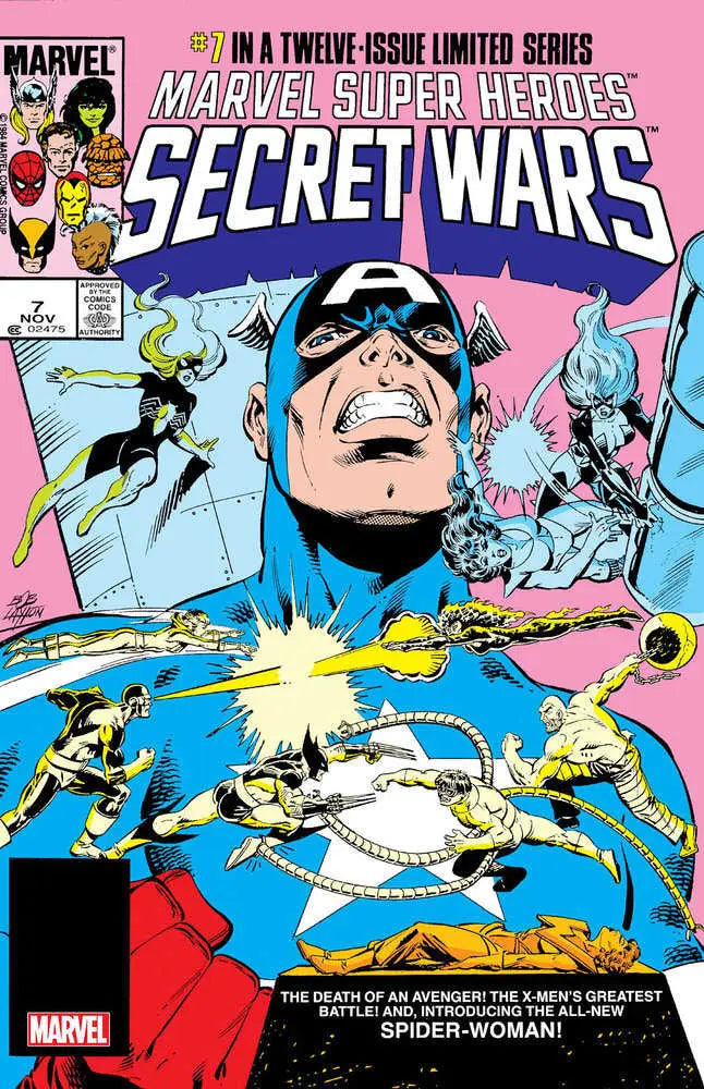 Comic book cover for Marvel Super Heroes Secret Wars #7 featuring dynamic superhero action