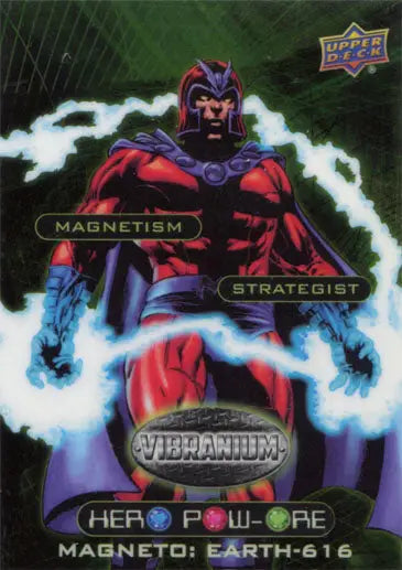 Holographic trading card of Magneto from Marvel Vibranium Hero Pow-Ore Chase Card HP-6