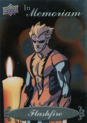 Stylized illustration of Flashfire on Marvel Memoriam Chase Card IM-17