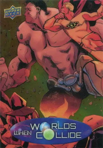 Marvel Worlds Collide Chase Card WC-12 with stylized muscular figures in action poses