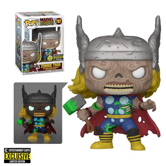 Glow-in-the-dark Funko Pop Marvel Zombies Thor figure, an Entertainment Earth exclusive