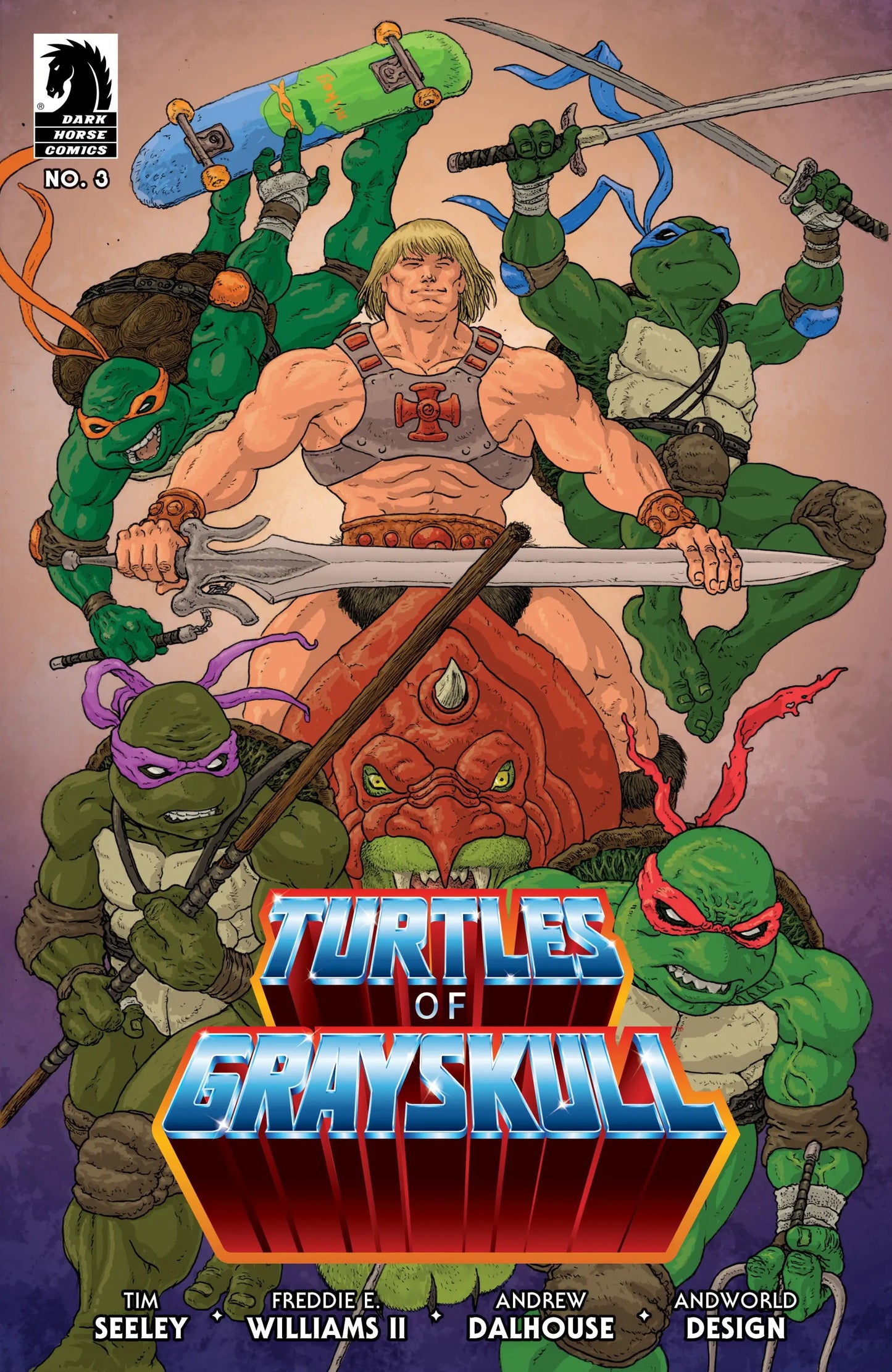 Comic book cover of Teenage Mutant Ninja Turtles: Turtles Of Grayskull #3 by Ramon Villalobos