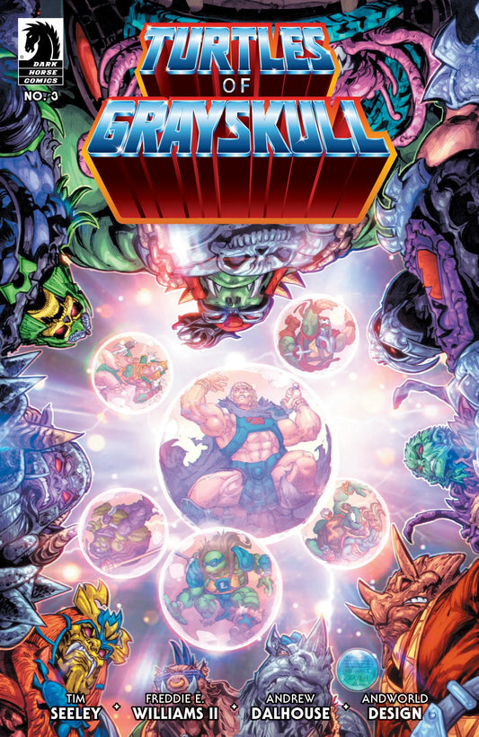 Comic book cover of Masters of the Universe and Teenage Mutant Ninja Turtles Turtles of Grayskull 3