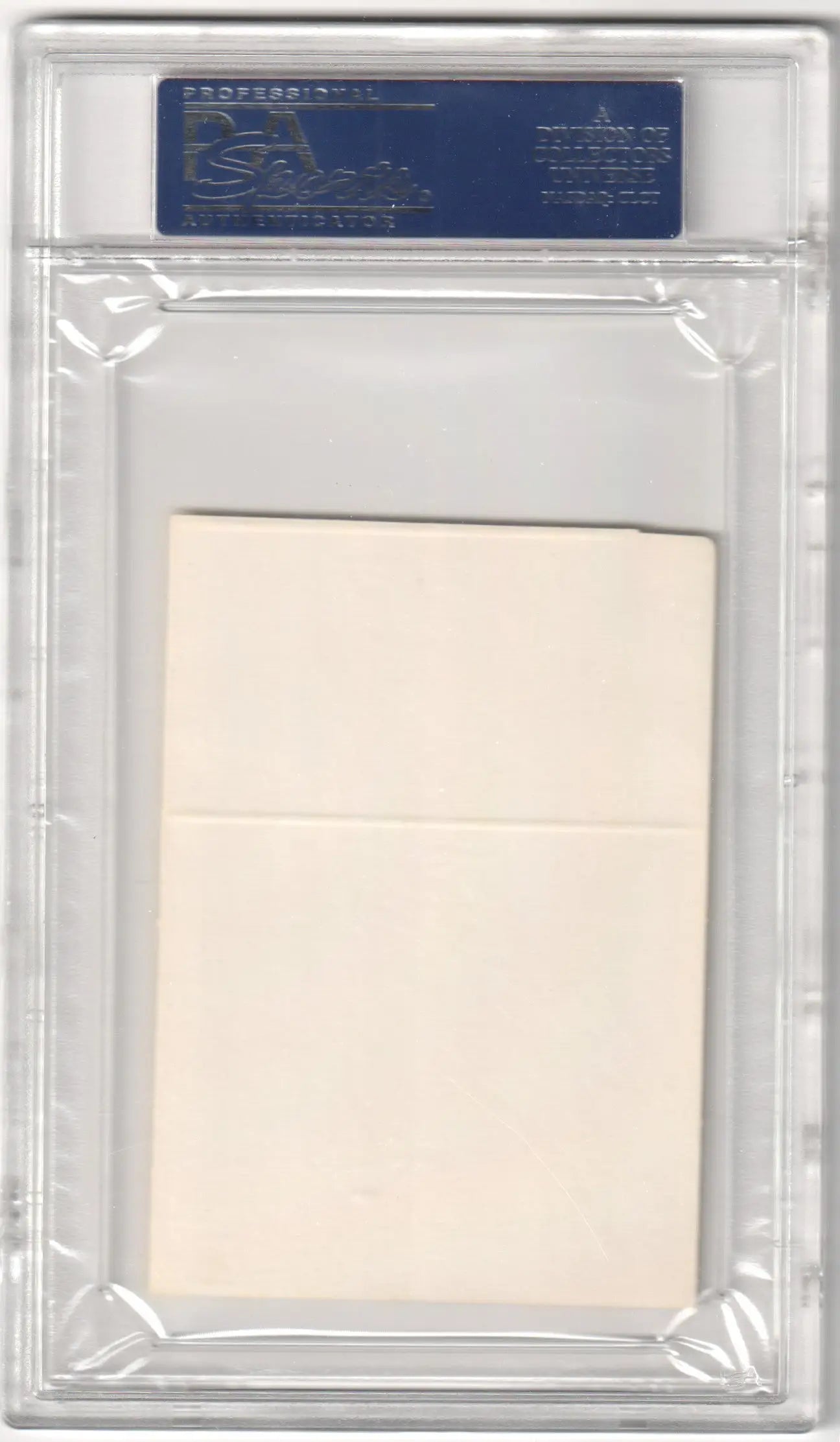 Clear plastic grading case with blank card showcasing Matty Alou WHT Border PSA collectible