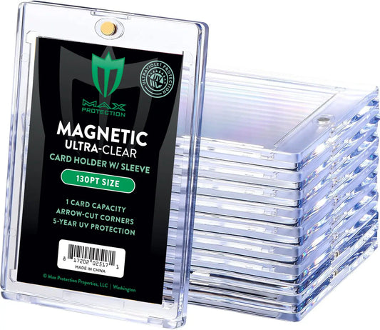 Magnetic ultra-clear card holder with soft sleeve for foil card protection